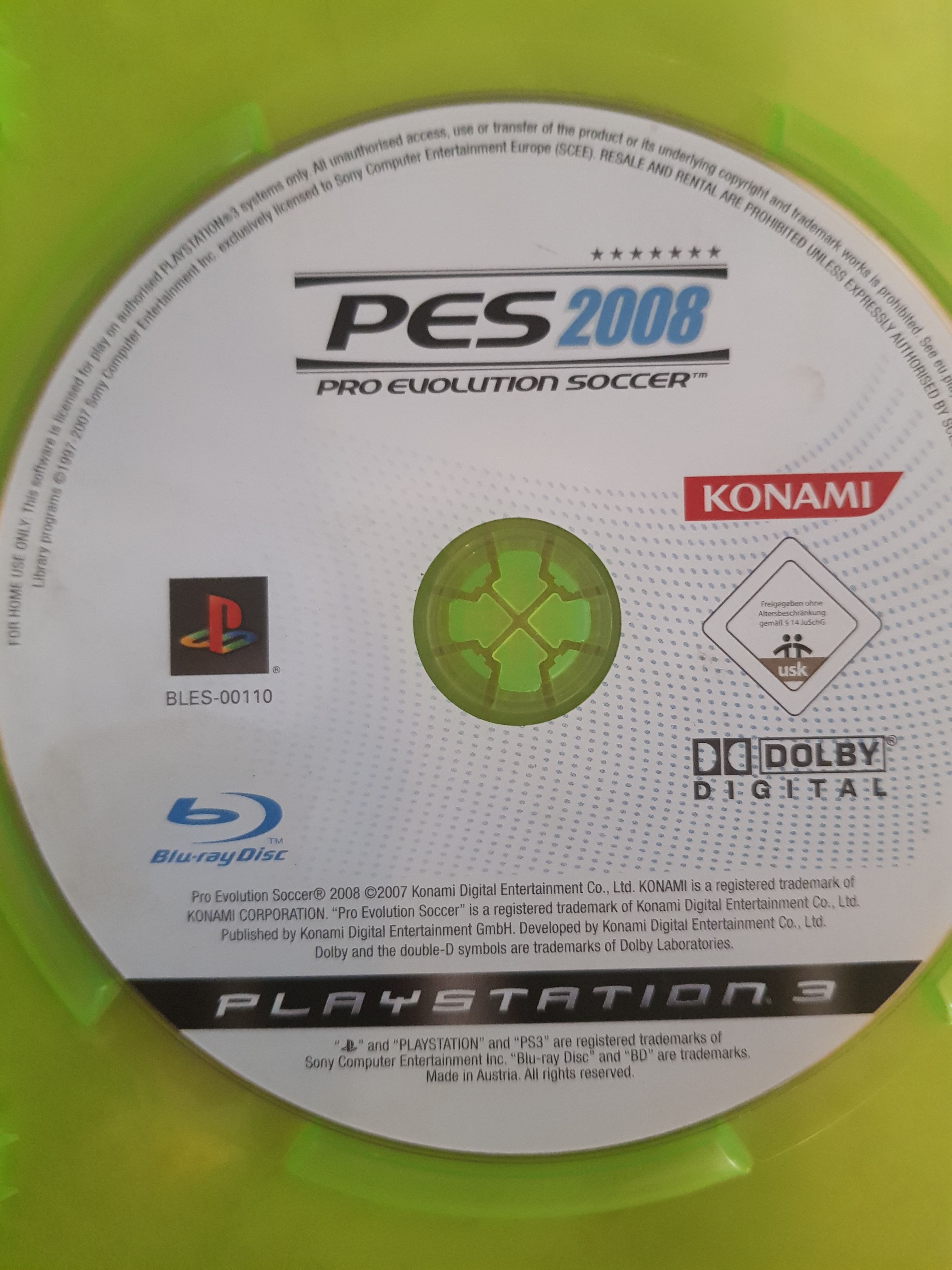 دیسک بازی ps3 pes 2008 بدون قاب نایاب اصلی