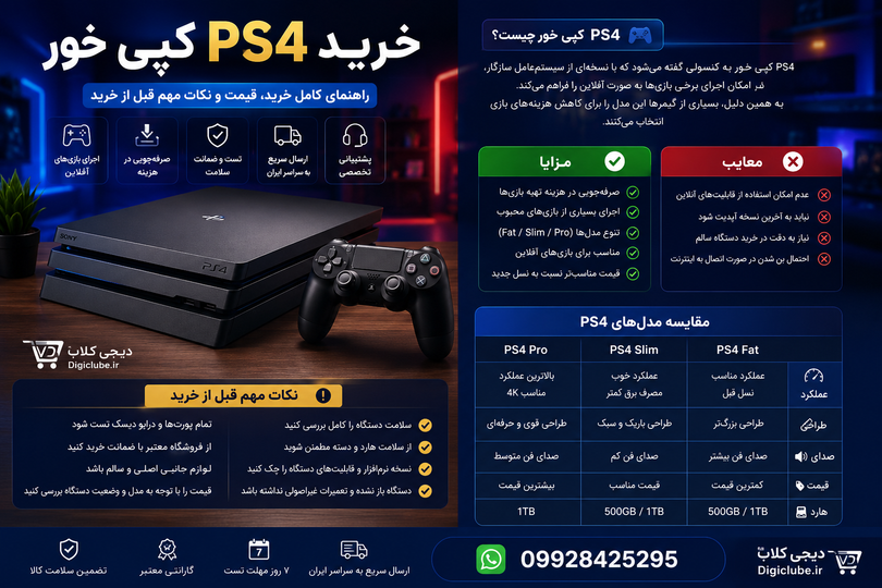 خرید PS4 کپی خور | راهنمای کامل، قیمت و نکات مهم قبل از خرید
