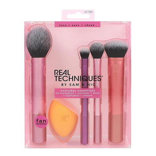 ست براش و پد آرایشی ۵ عددی ریل تکنیک اوری دی اسنشال (Real Techniques Everyday Essentials) Real Techniques Everyday Essentials Brush Set