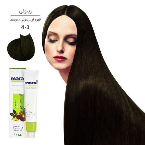 رنگ مو مارال سری زیتونی شماره 4.3 رنگ قهوه ای زیتونی متوسط حجم 100ml