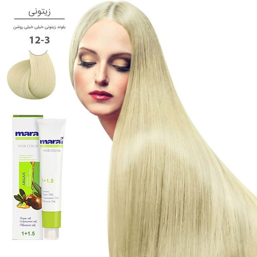 رنگ مو مارال سری زیتونی شماره 12.3 رنگ بلوند زیتونی خیلی خیلی روشن حجم 100ml