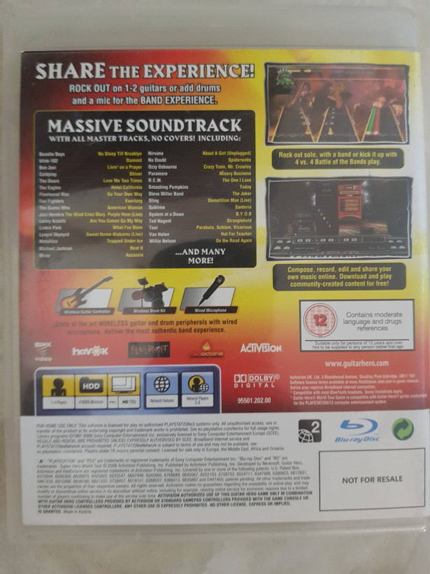 دیسک بازی پلی استیشن ۳ playstation 3 ps3 Guitar Hero World Tour اصلی اورجینال کامل