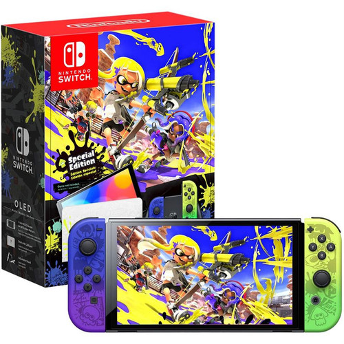 کنسول بازی نینتندو سوییچ OLED Splatoon 3 همراه با رم ۵۱۲ گیگ کپی خور فول گیم استوک کارکرده