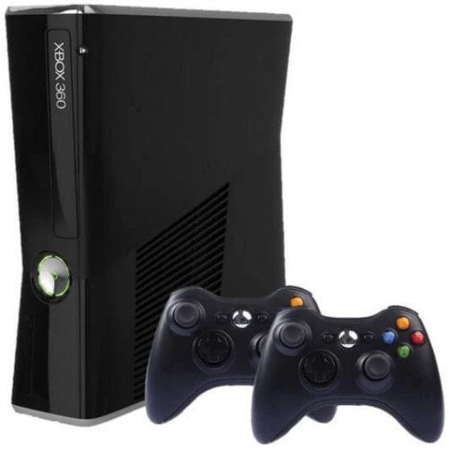 (اورجینال و اصلی)(کپی خور)کنسول بازی مایکروسافت ایکس باکس۳۶۰ Xbox 360 Slim | حافظه 250 گیگابایت + دسته اضافه فول گیم کارکرده ( دو دسته سیم دار است)